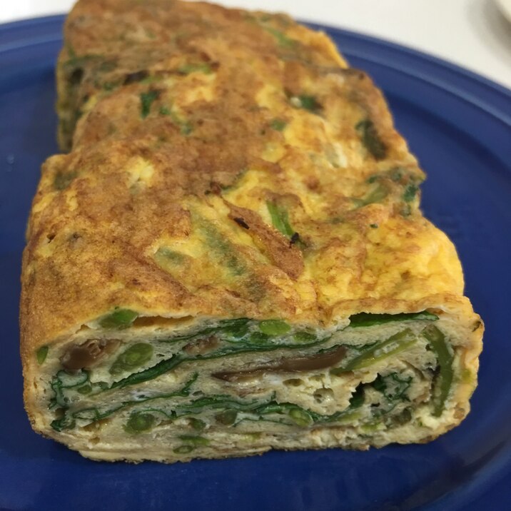 三つ葉と味付き椎茸・塩昆布の卵焼き!!